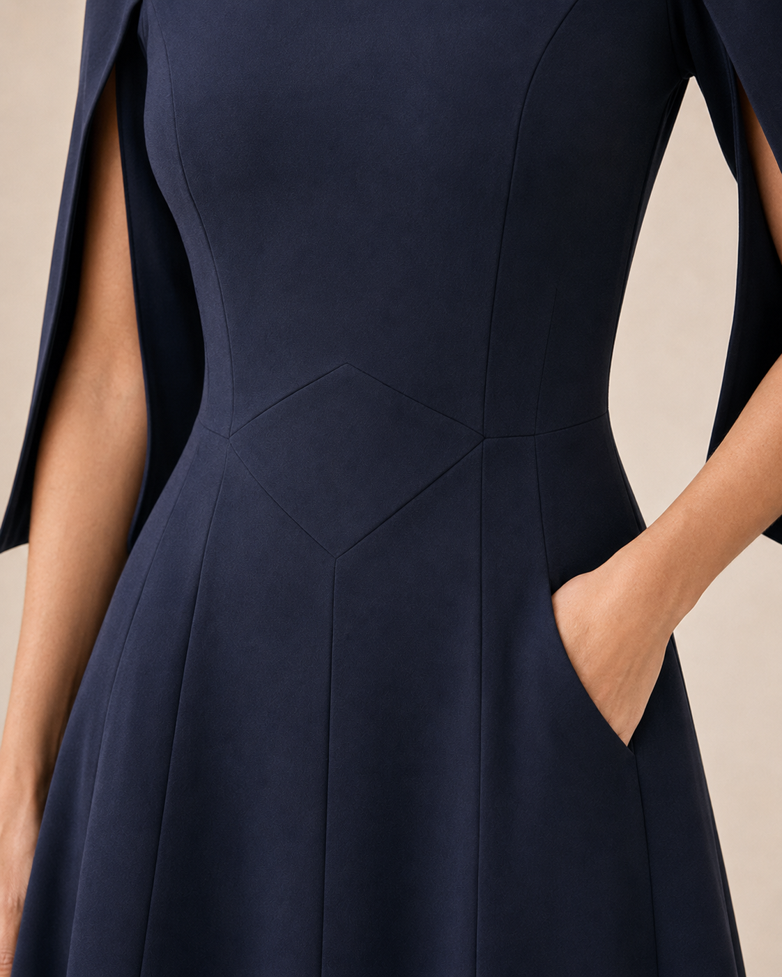 Seraphine Split-Cape Midi Dress
