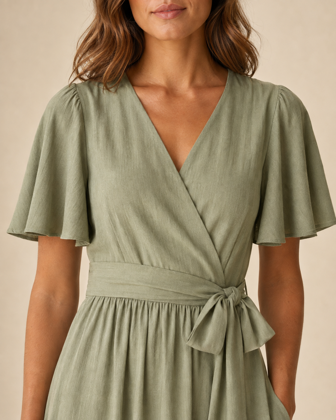 Willow Faux-Wrap Linen-Blend Midi Dress