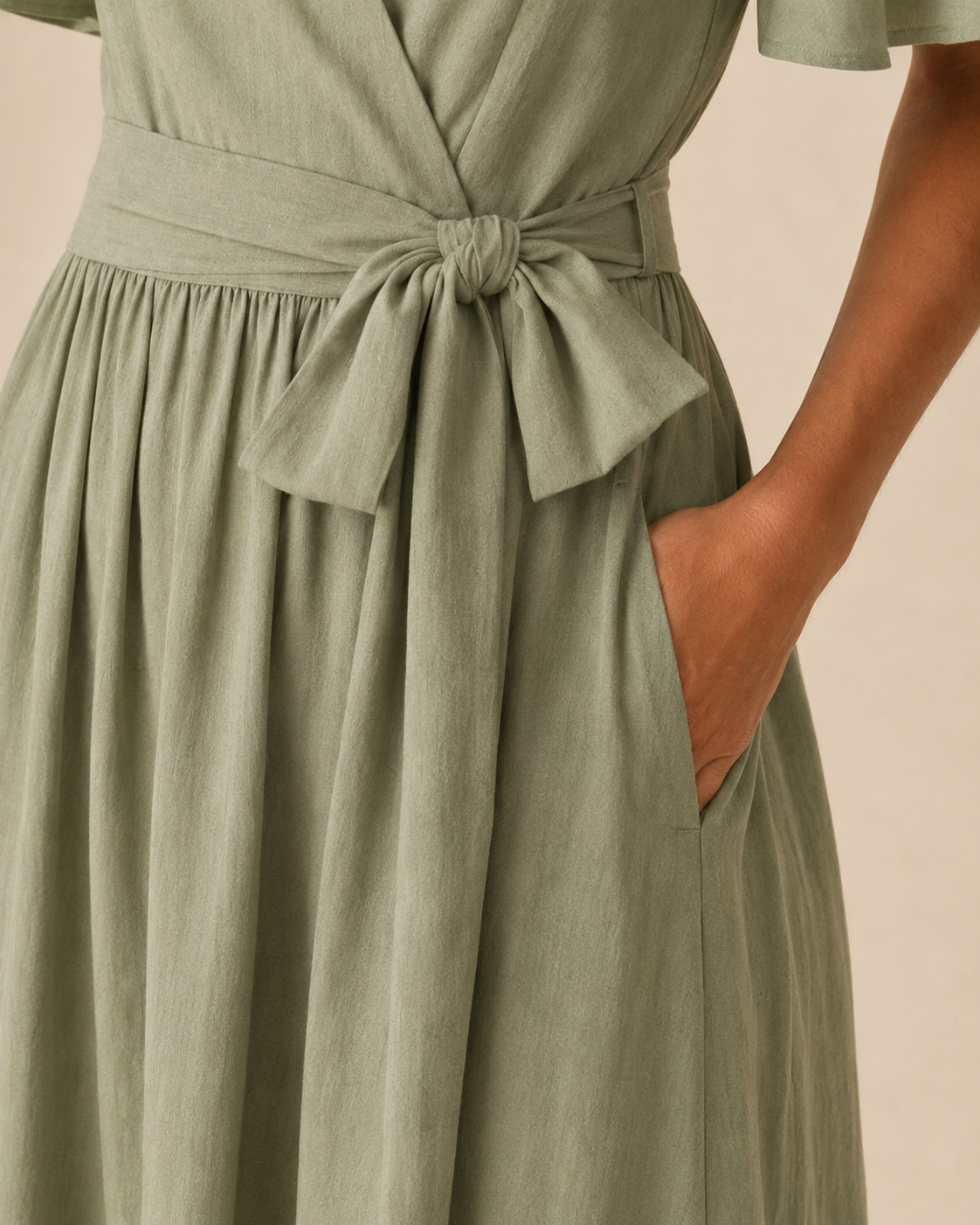 Willow Faux-Wrap Linen-Blend Midi Dress