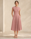 Rosalie Sunray-Pleat Midi Dress