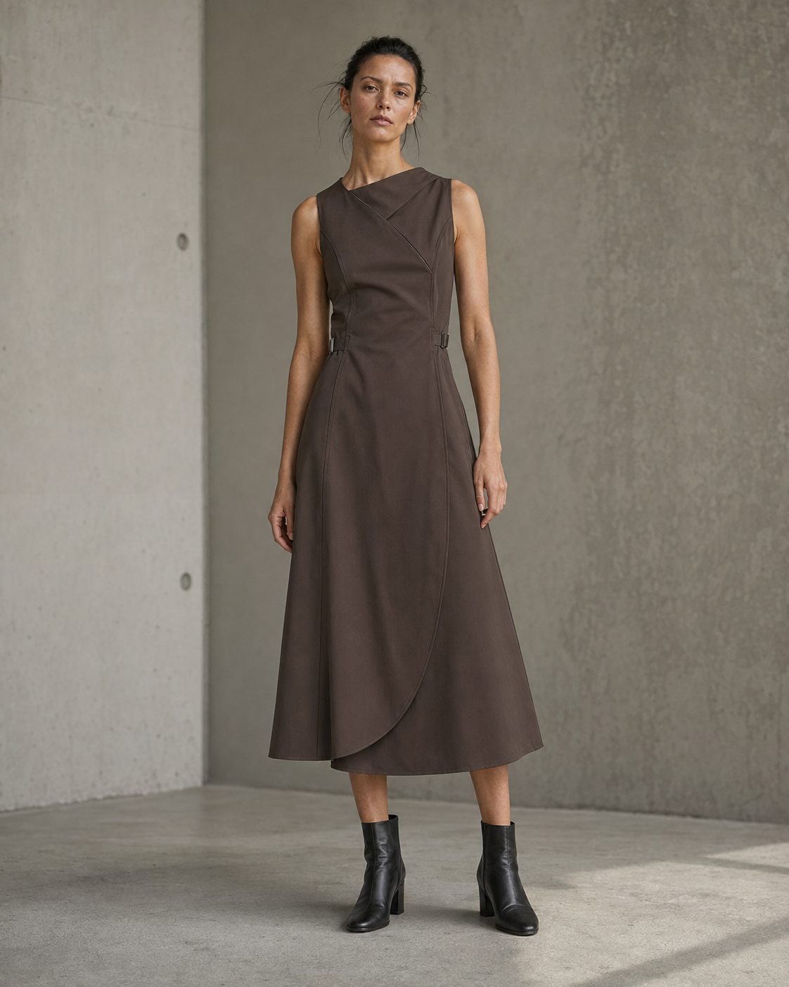 Riven Fold Utility Midi Dress