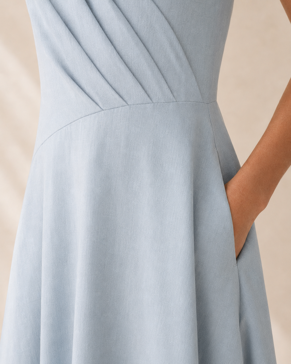 Aveline Asymmetric Pleat Midi Dress